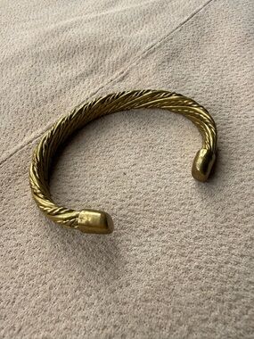 Vintage Mid Century Brutalist Twisted Brass Cuff
